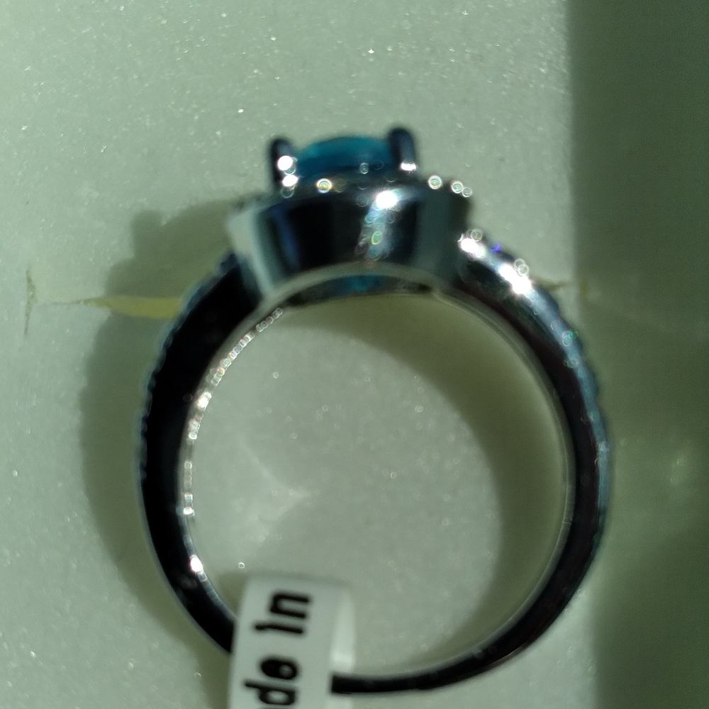 ⚘️ 18K White Gold Plated Size 5 Aquamarine CZ ring 💍 😲 - Picture 12 of 14